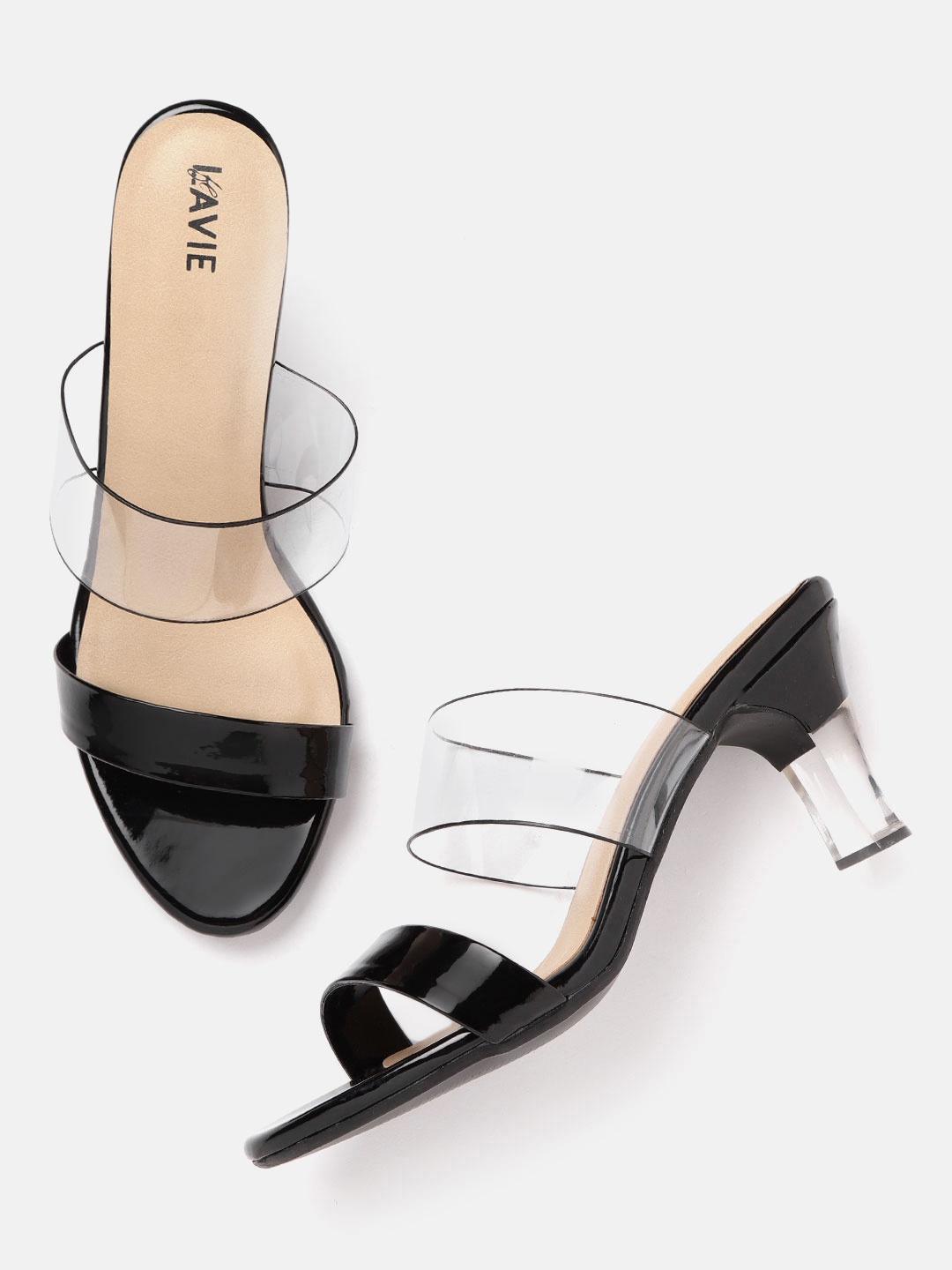 

Lavie Women Black & Transparent Colourblocked Block Heels
