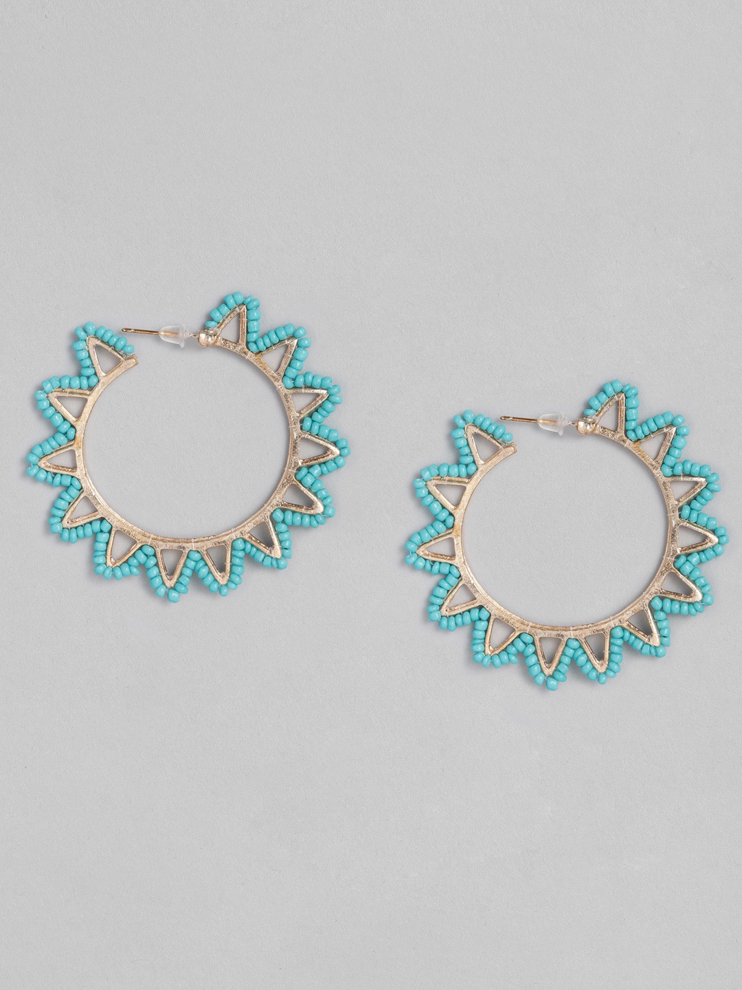 

justpeachy Blue Gold Plated Circular Hoop Earrings