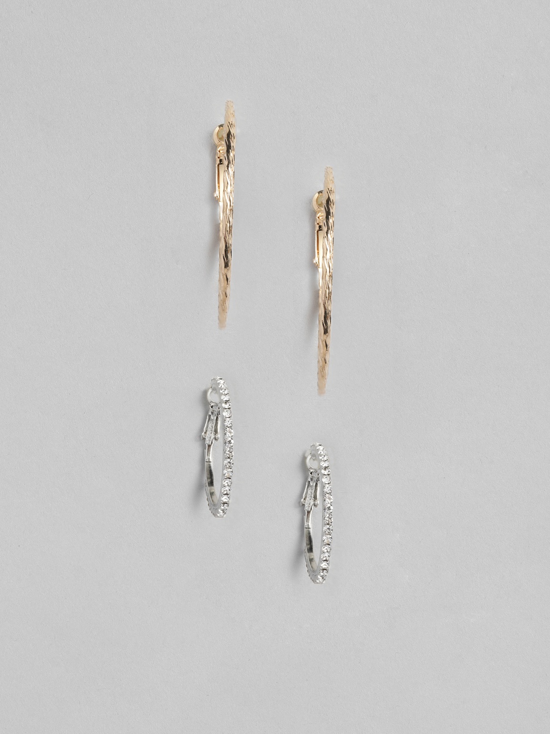 

justpeachy Pack Of 2 Rose Gold-Plated Oval Hoop Earrings