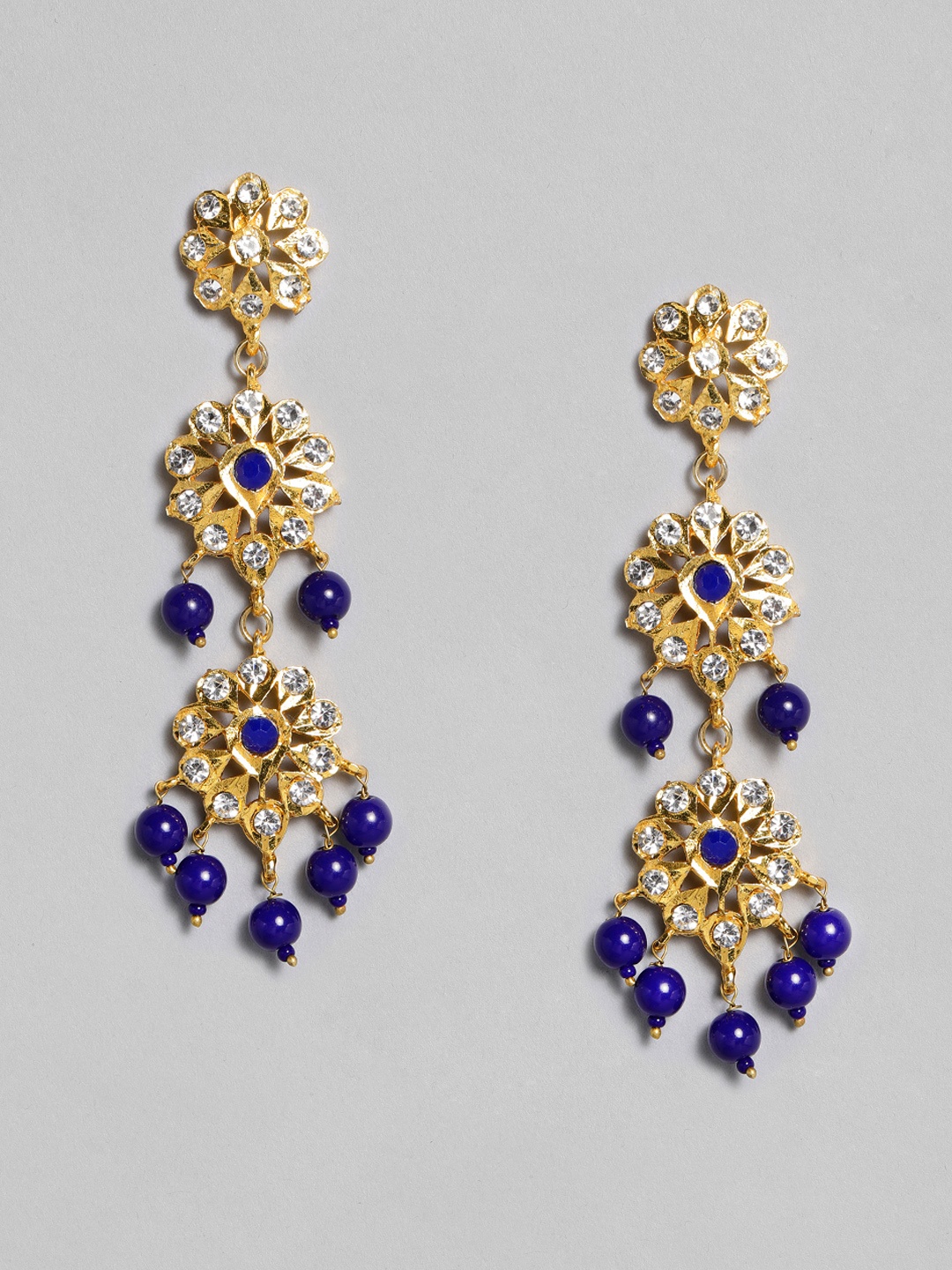 

justpeachy Gold-Plated & Blue Contemporary Drop Earrings