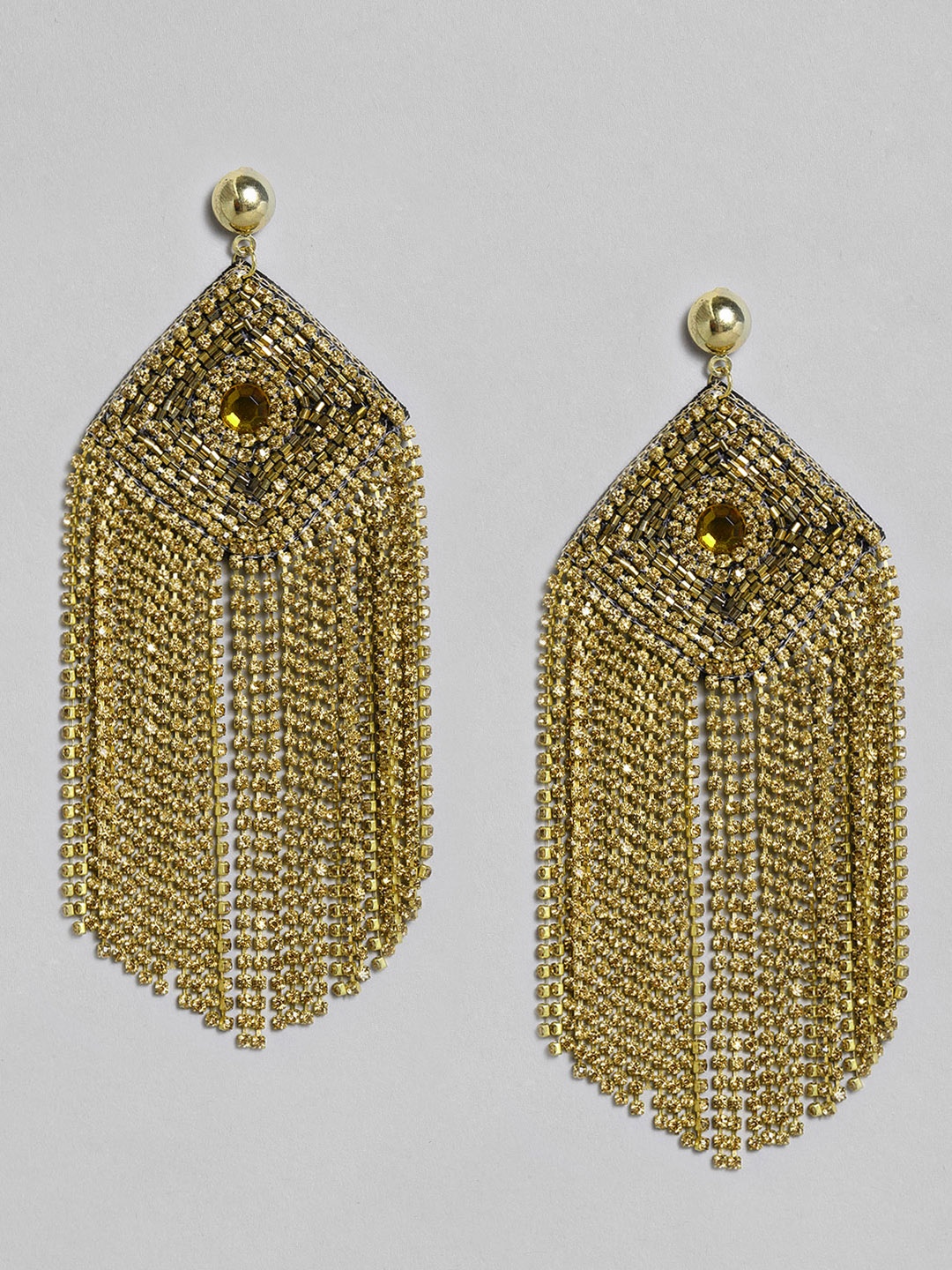 

justpeachy Gold-Plated Contemporary Tasseled Drop Earrings
