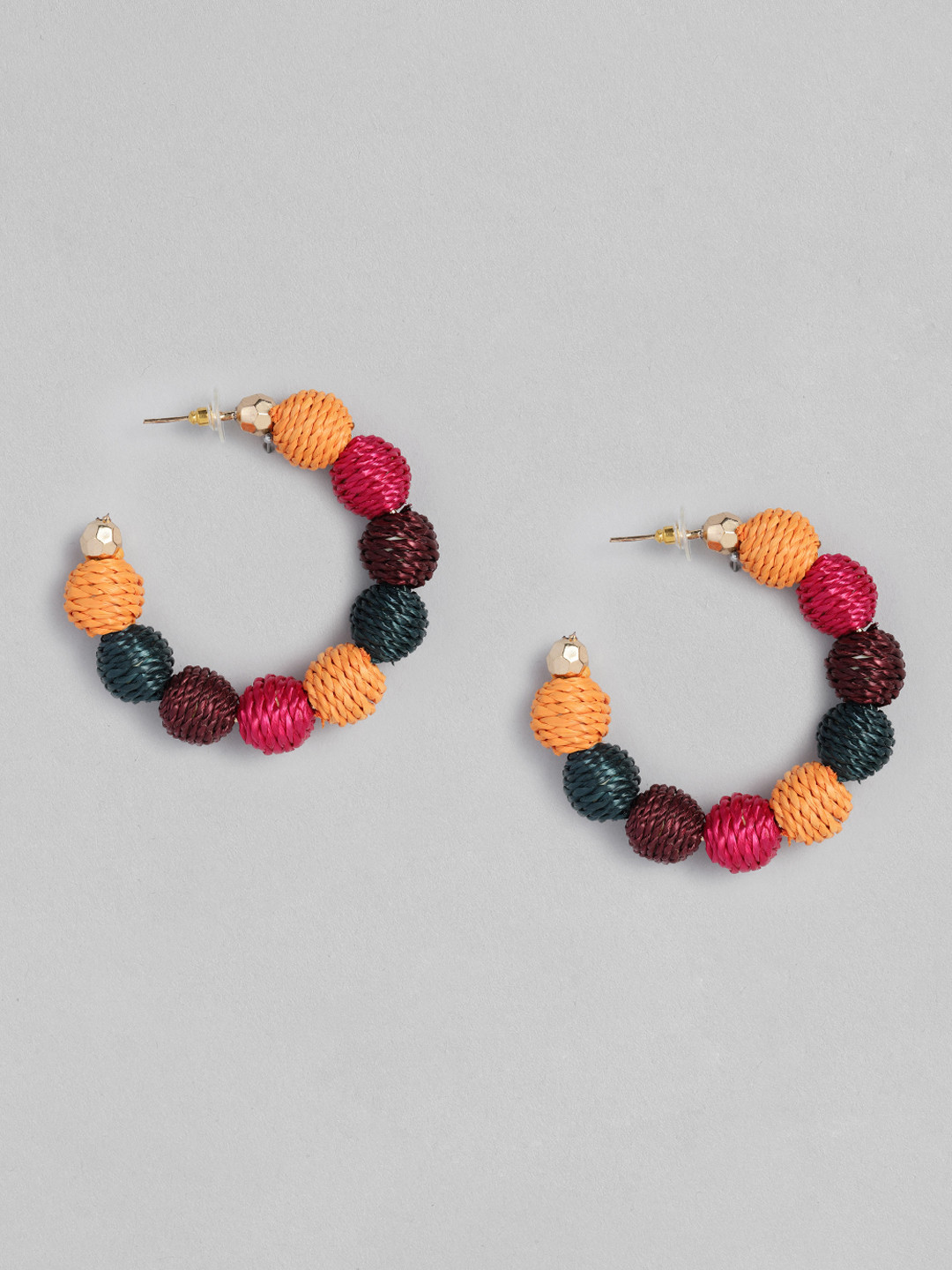 

justpeachy Multicoloured Gold-Plated Geometric Half Hoop Earrings, Multi