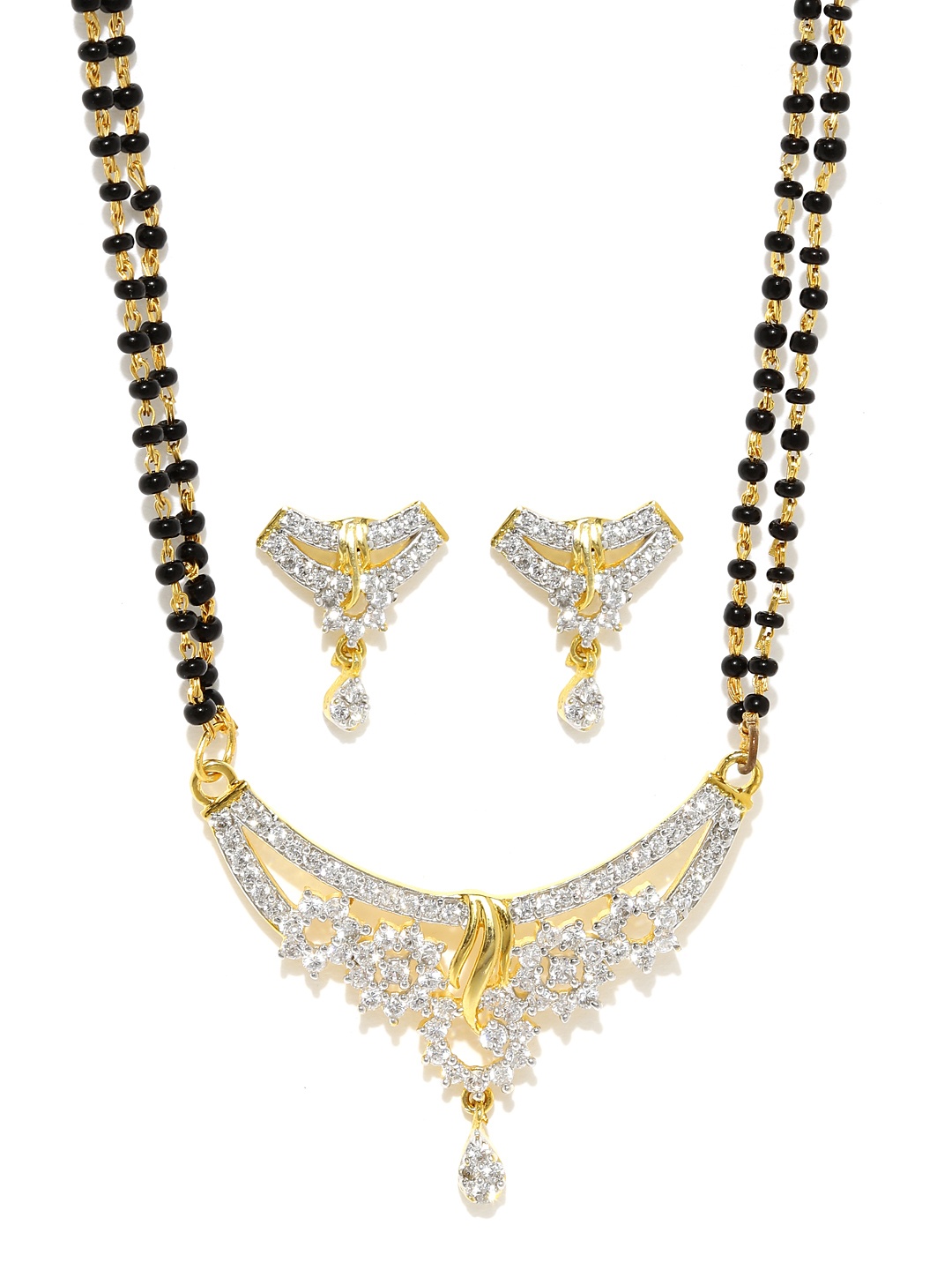 

Sukkhi Gold & Rhodium-Plated Mangalsutra & Earrings Set