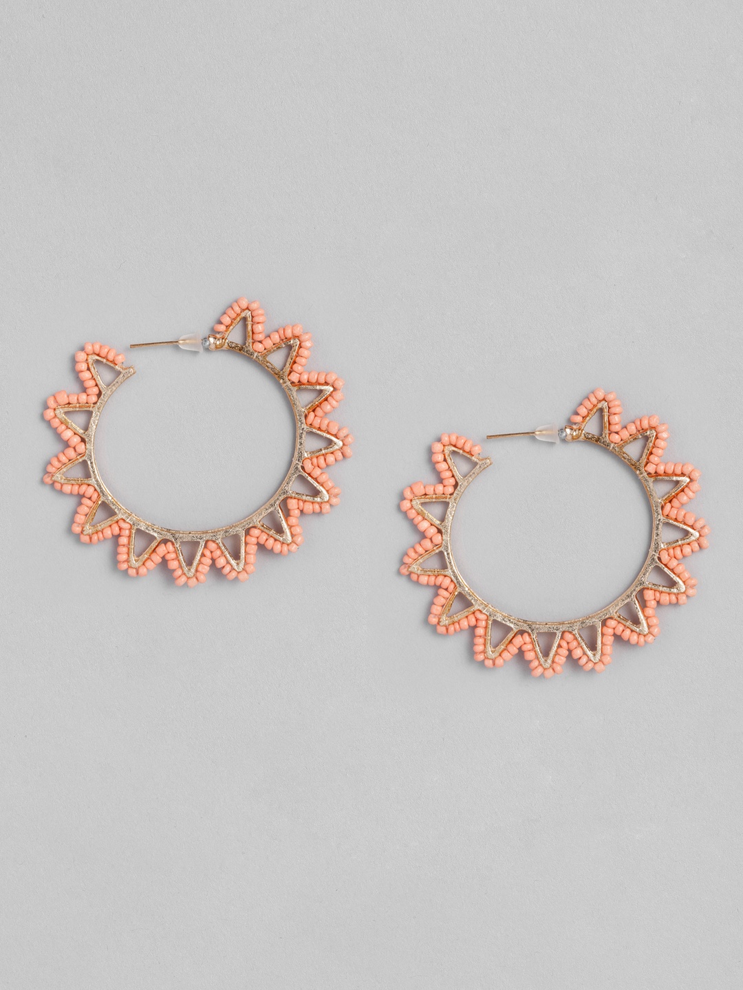 

justpeachy Peach-Coloured Gold-Plated Circular Hoop Earrings