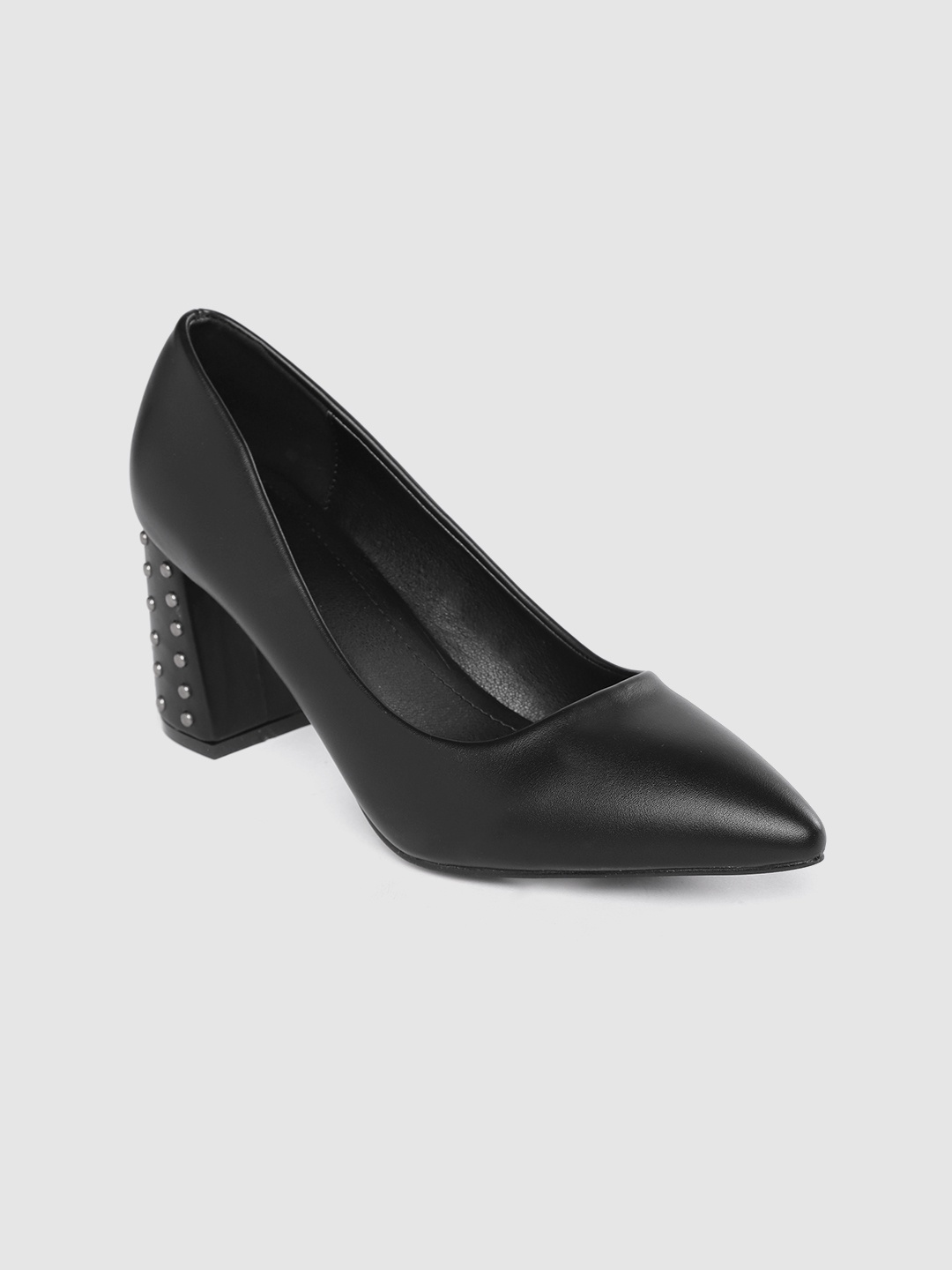 

Lavie Women Black Solid Pumps with Studded Detail