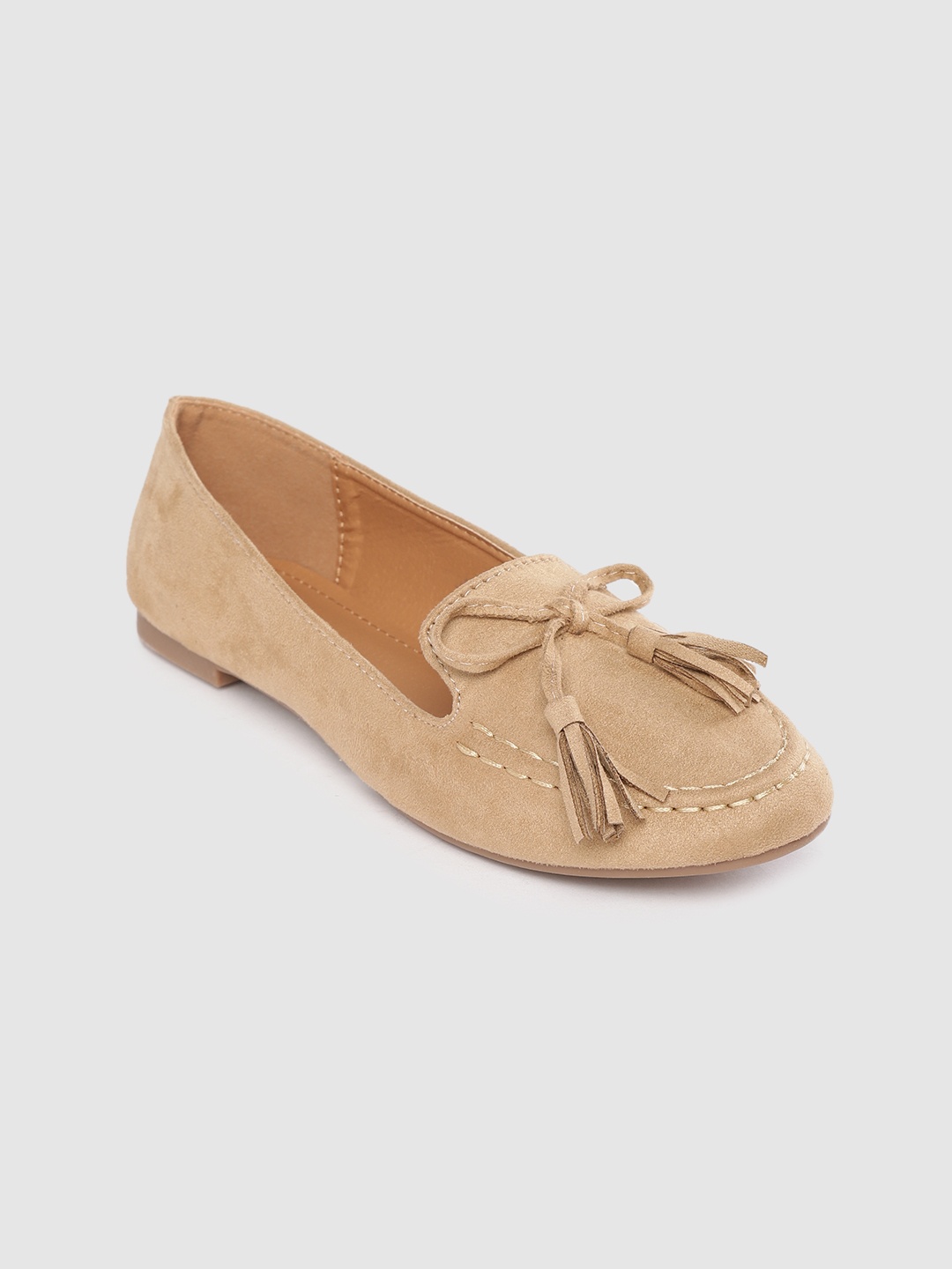 

Lavie Women Beige Solid Tasselled Loafers