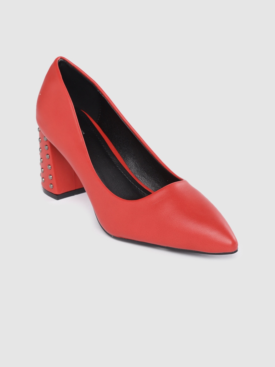 

Lavie Women Red Solid Pumps with Studded Detail