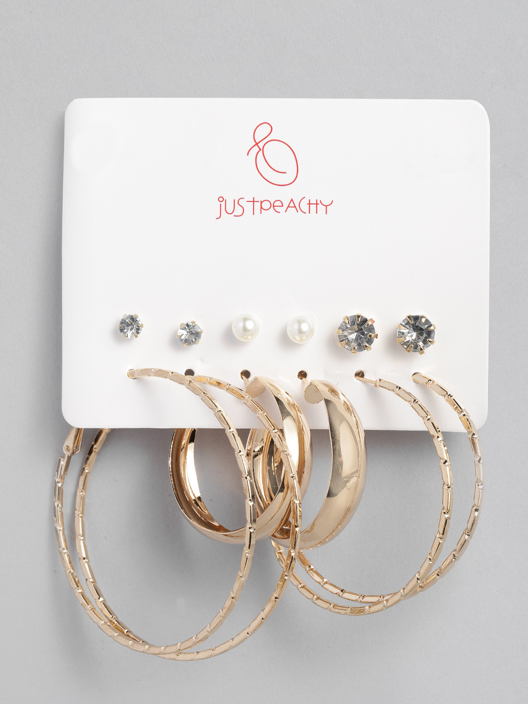

justpeachy Set Of 6 Gold-Plated Earrings