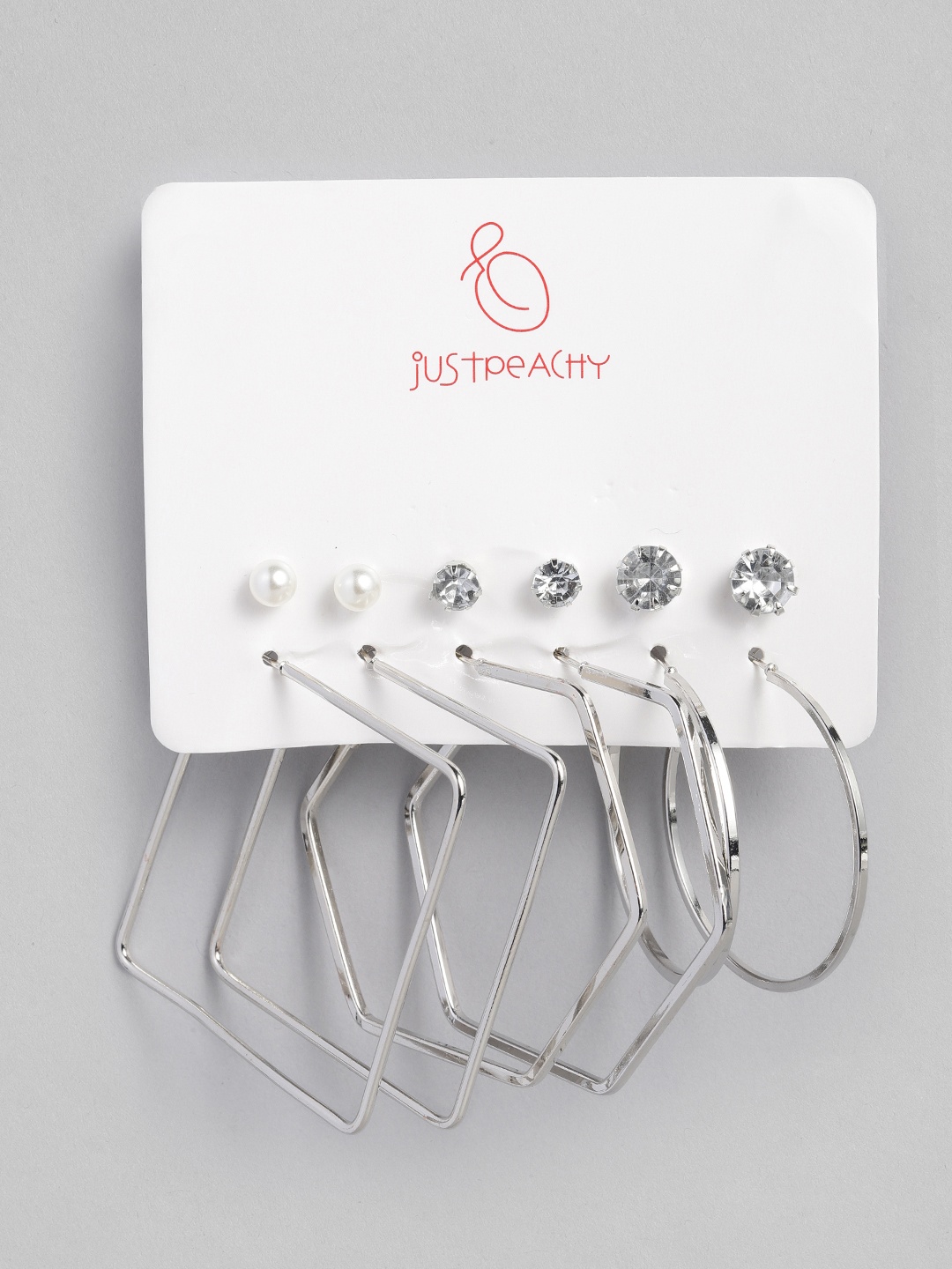 

justpeachy Set of 6 Silver-Plated Geometric Earrings