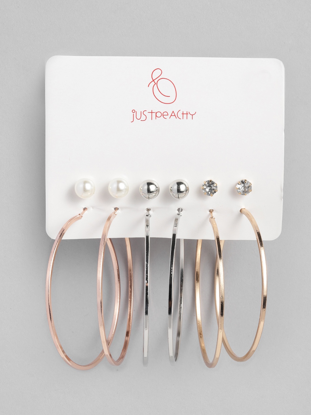 

justpeachy Set of 6 Earrings, Gold