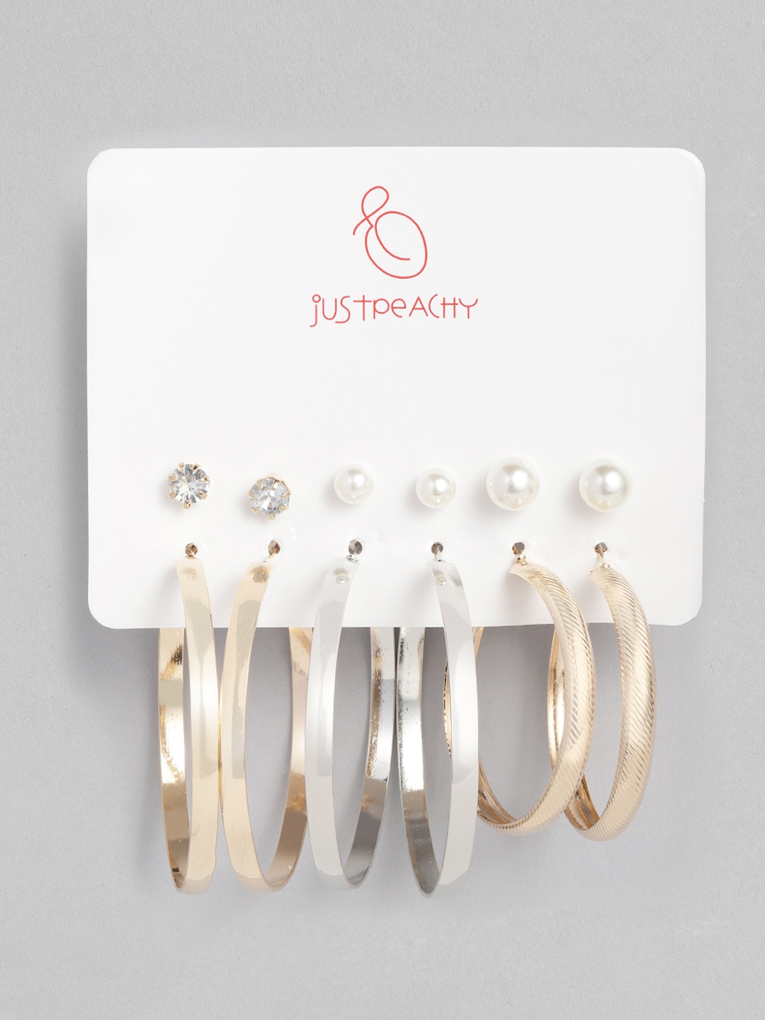 

justpeachy Set of 6 Earrings, Gold