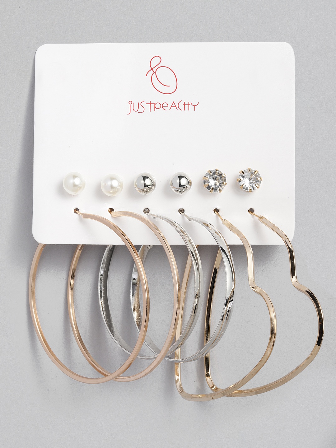 

justpeachy Set Of 6 Gold-Plated Earrings