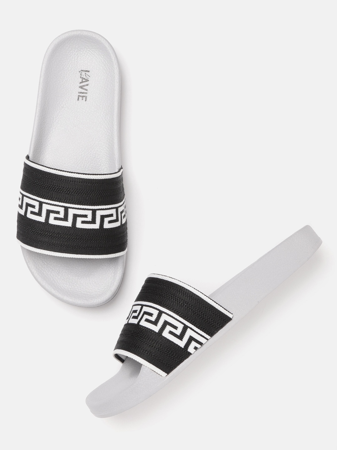 

Lavie Women Black & White Geometric Patterned Open Toe Flats