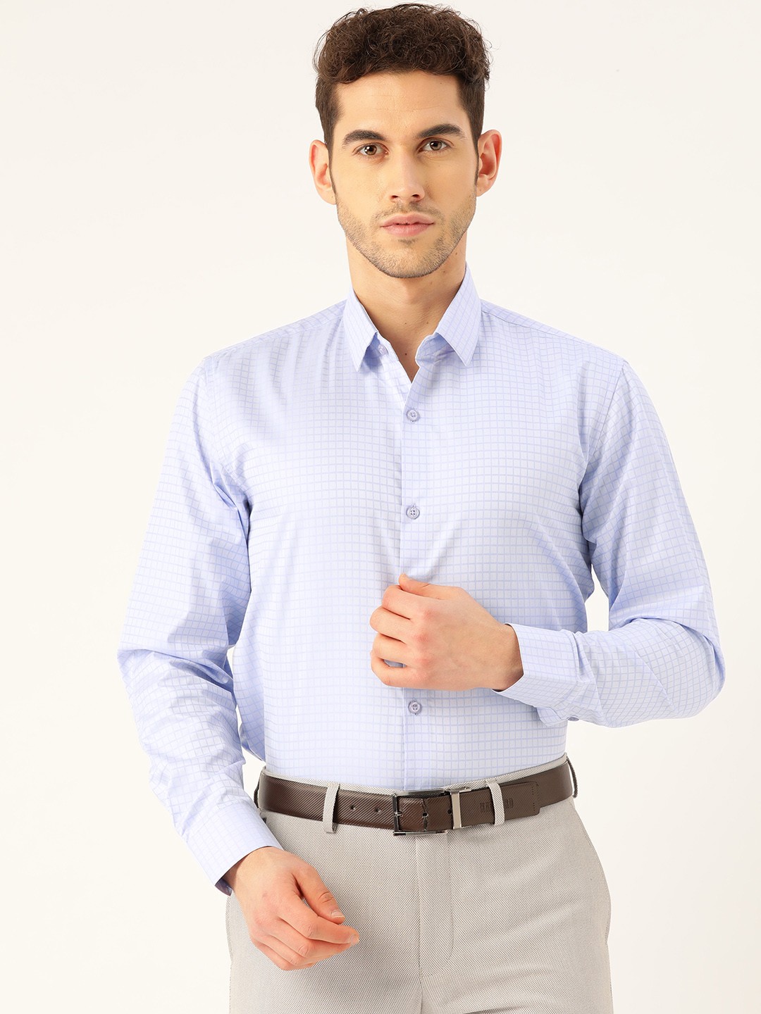 

SOJANYA Men Blue Classic Regular Fit Checked Formal Shirt