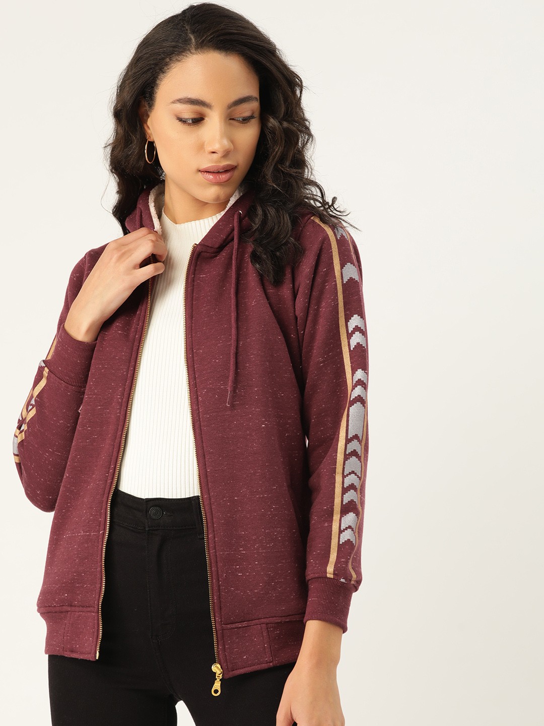 

Duke Women Burgundy Solid Hooded Sweatshirt