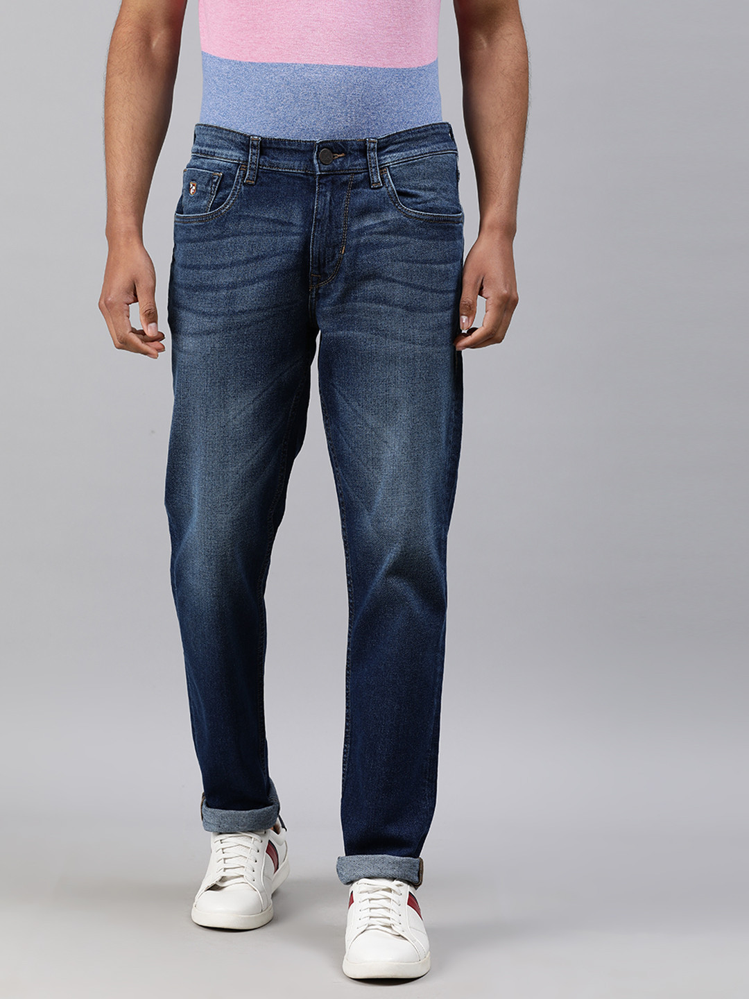 

U.S. Polo Assn. Denim Co. Men Blue Brandon Slim Tapered Fit Low-Rise Clean Look Stretchable Jeans