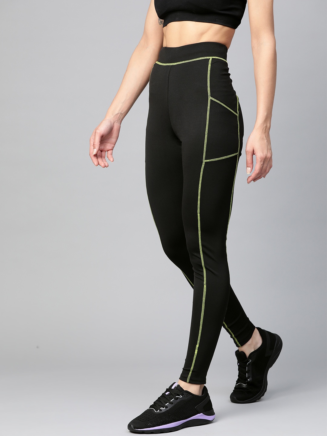 

M7 by Metronaut Women Black High-Rise Solid Training Tights