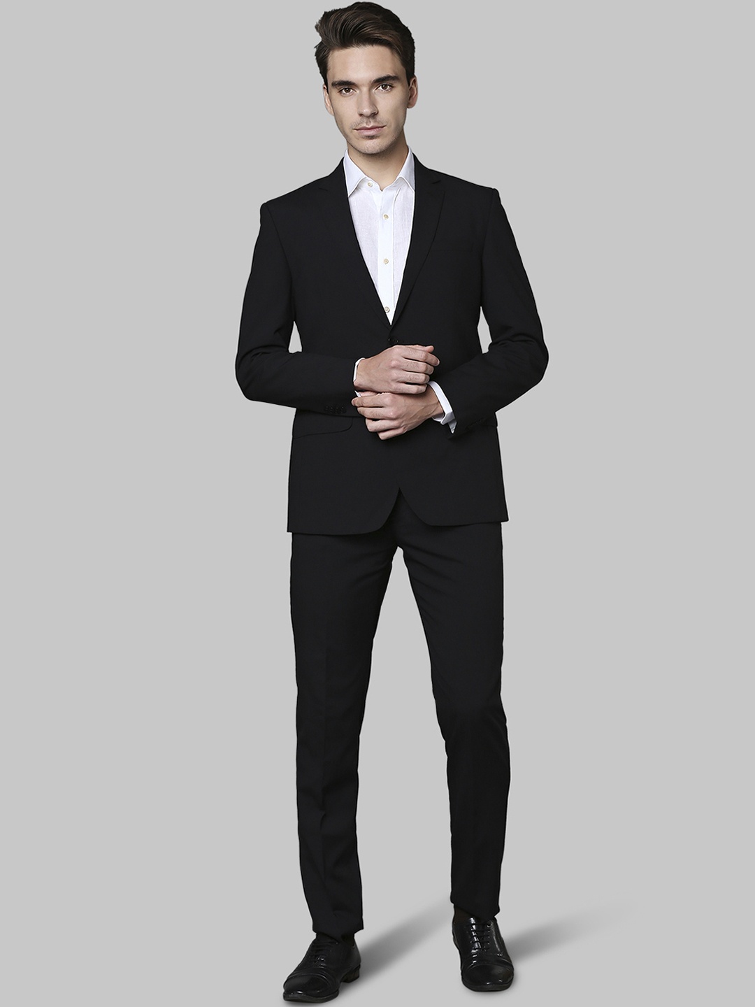 

Park Avenue Men Black 2 Piece Single-Breasted Formal Suit