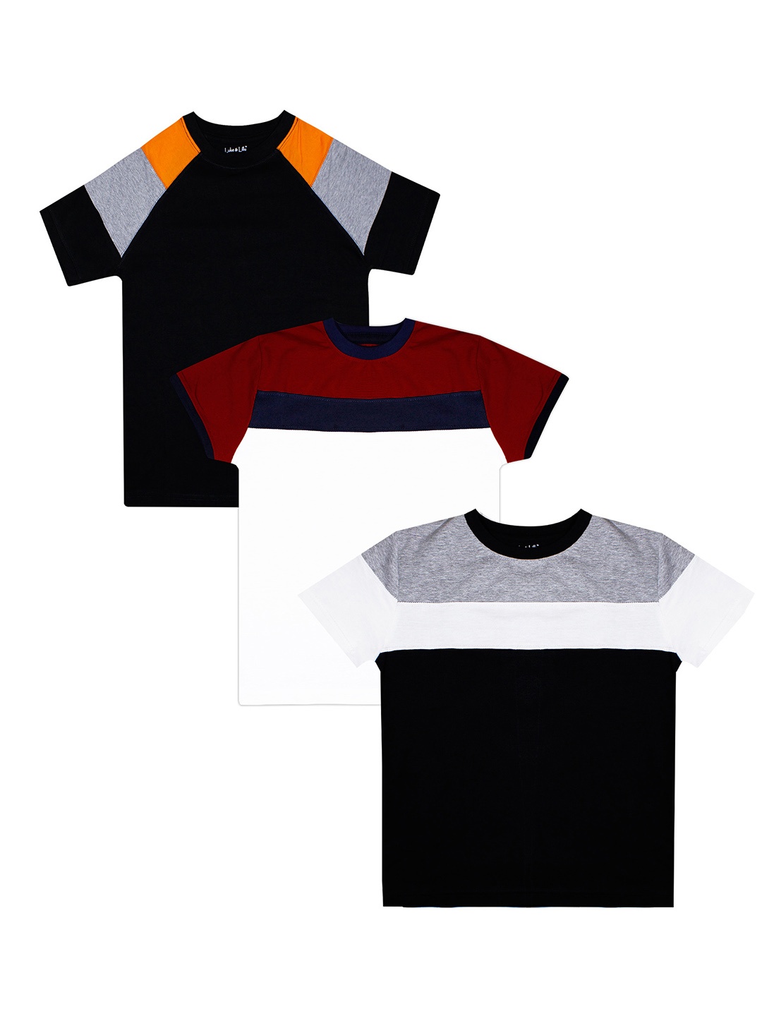 

Luke & Lilly Boys Pack Of 3 Colourblocked Round Neck T-shirts, Black