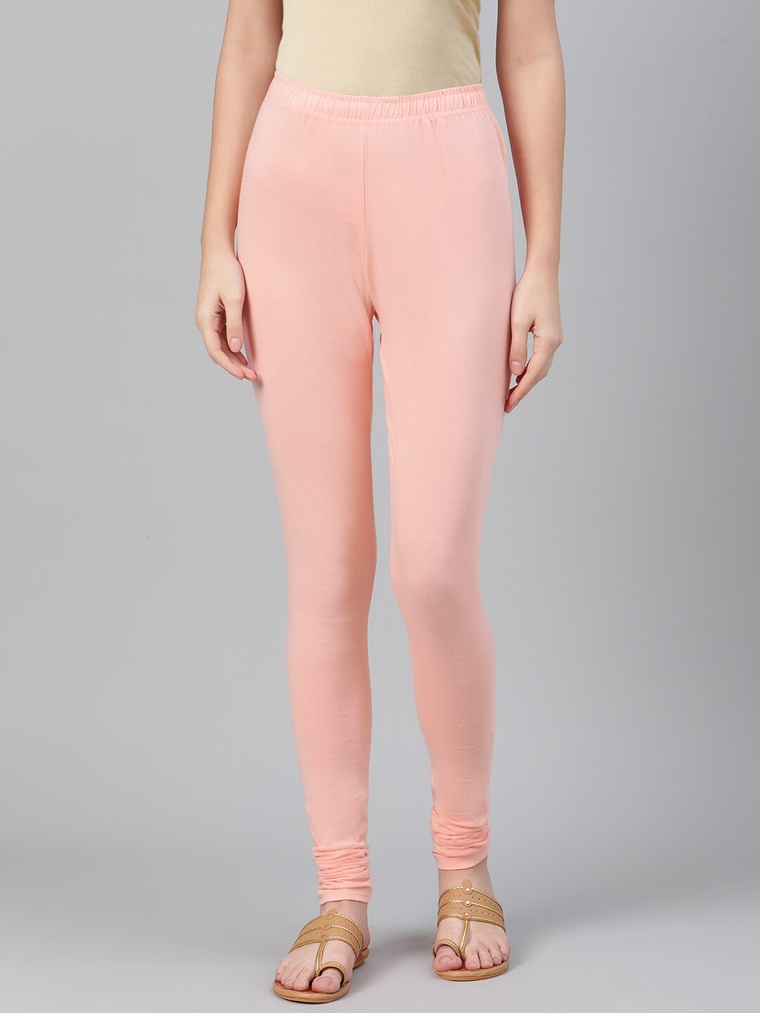 

Biba Women Pink Pure Cotton Solid Churidar-Length Leggings