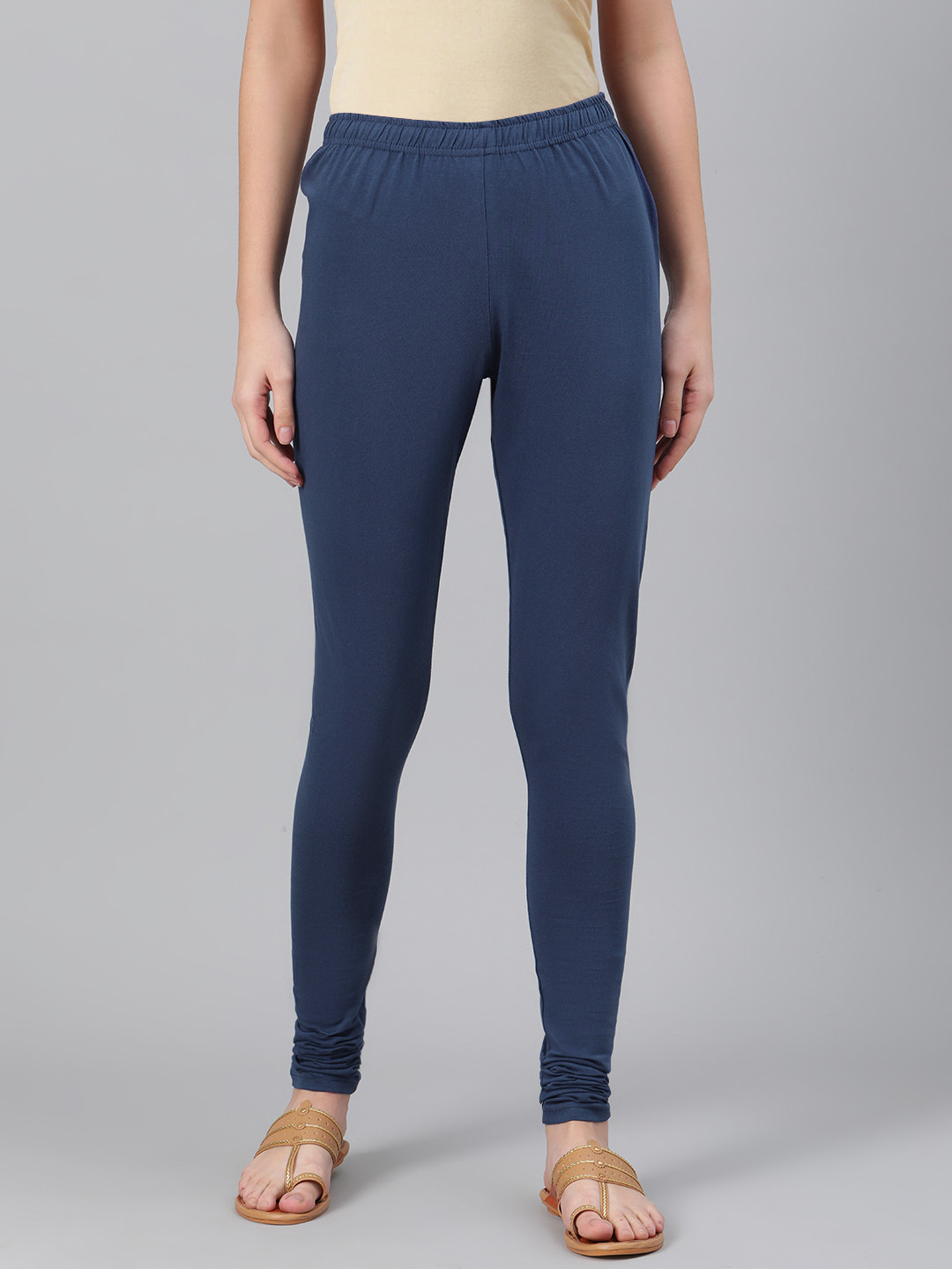 

Biba Women Navy blue Pure Cotton Solid Churidar-Length Leggings