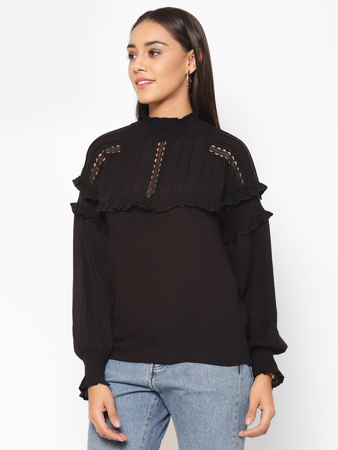 

HOUSE OF KKARMA Women Black Solid Top