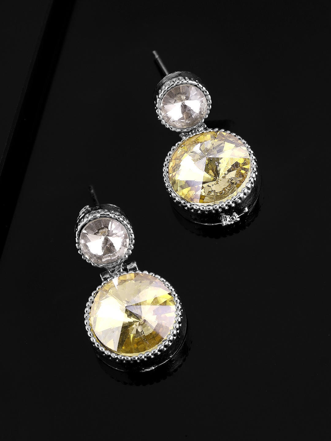 

TOKYO TALKIES X rubans FASHION ACCESSORIES Silver-Toned & Gold-Toned Circular Drop Earrings