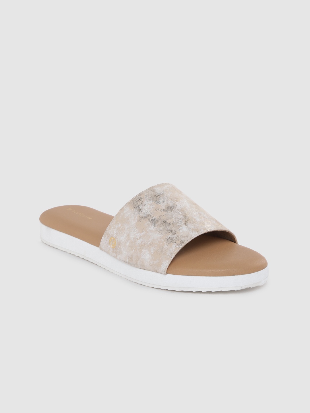 

Van Heusen Women Beige & Off-White Printed Open Toe Flats