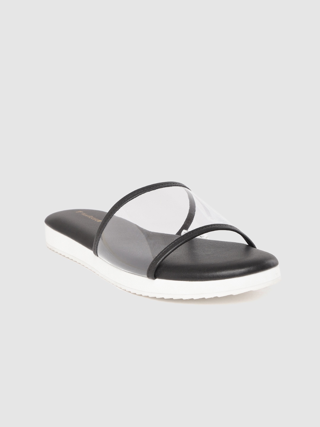 

Van Heusen Women Transparent & Black Solid Open Toe Flats
