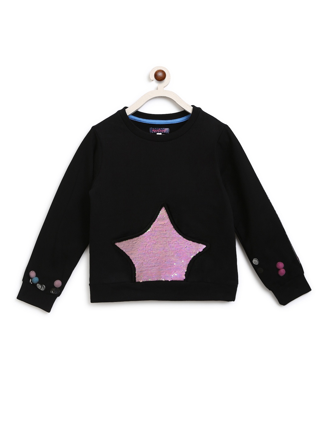 

Natilene Girls Black & Pink Embellished Sweatshirt