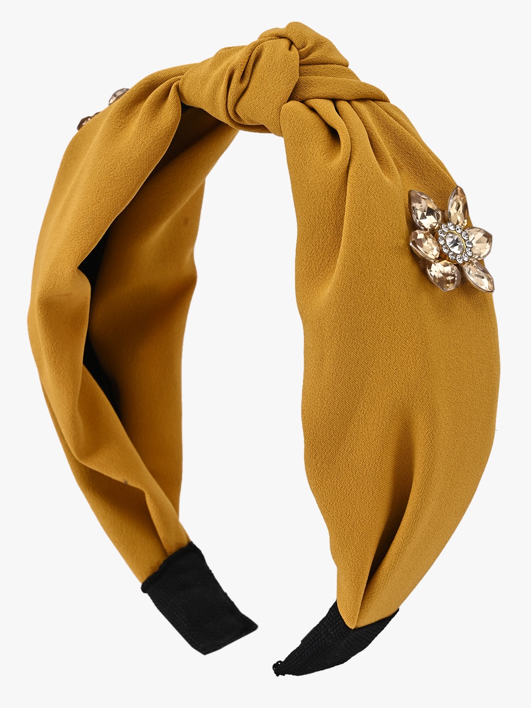 

BuckleUp Women Mustard Yellow Embellished Hairband