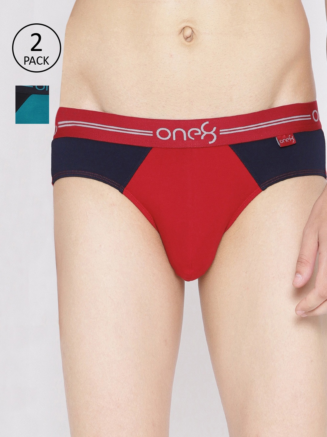 

one8 by Virat Kohli Men Pack of 2 Colourblocked Premium Cotton Stretch Briefs 204, Red