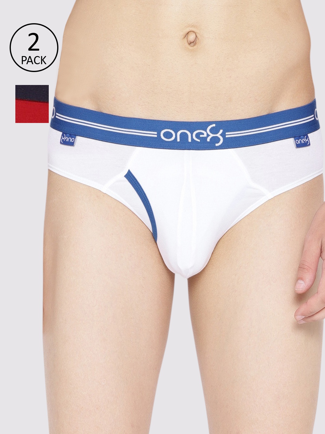 

one8 by Virat Kohli Men Pack of 2 Solid Premium Cotton Stretch Briefs 205, White