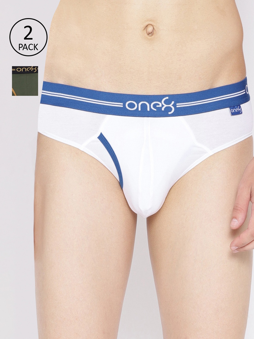 

one8 by Virat Kohli Men Pack of 2 Solid Premium Cotton Stretch Briefs 205, White