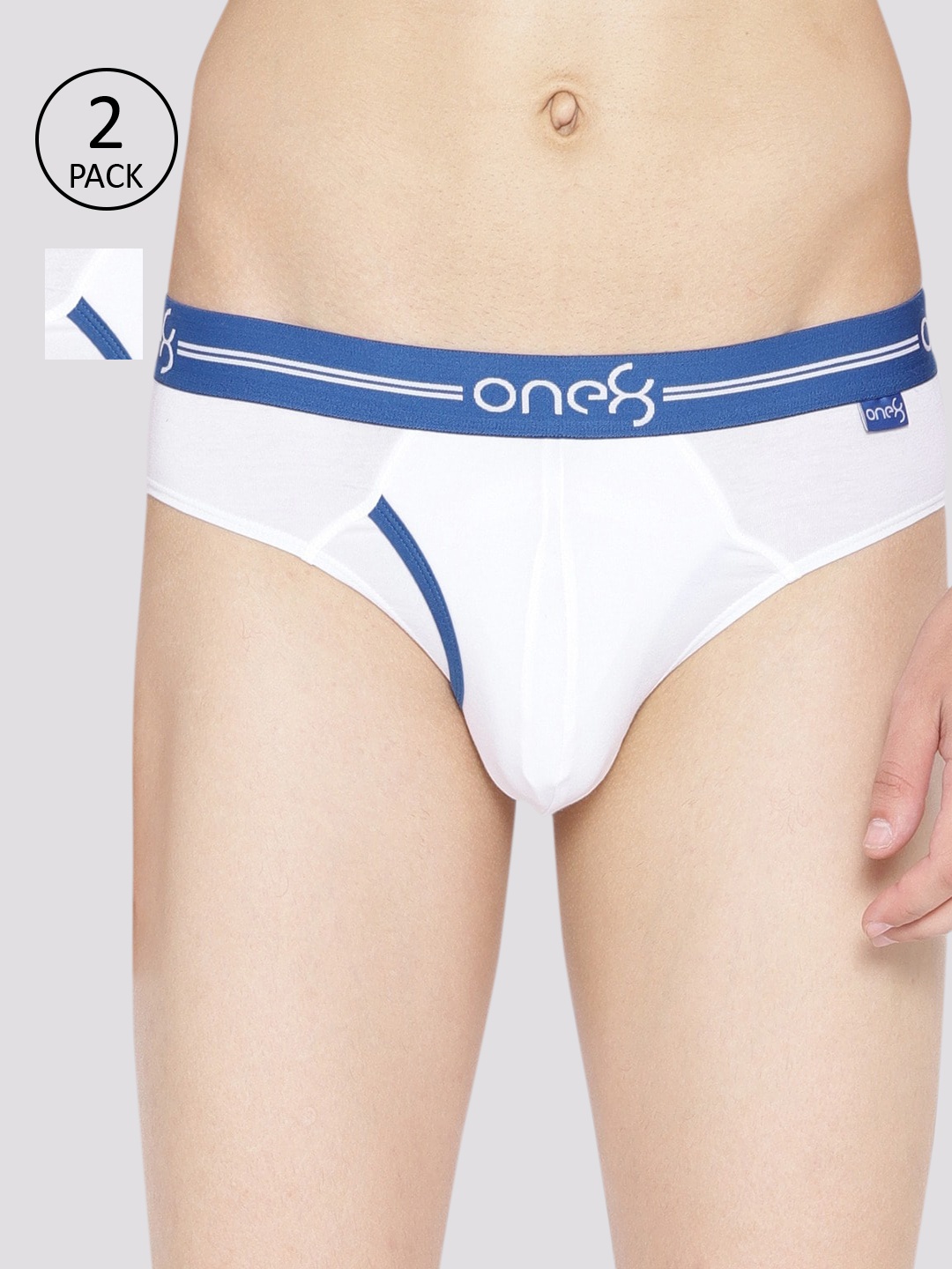 

one8 by Virat Kohli Men Pack of 2 Solid Premium Cotton Stretch Briefs 205, White