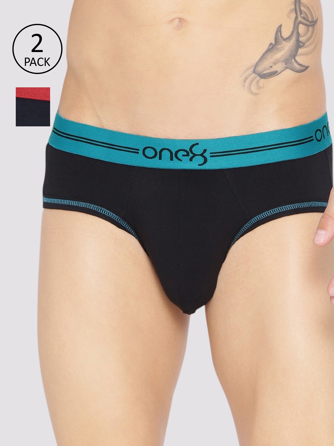 

one8 by Virat Kohli Men Pack of 2 Solid Super Cotton Stretch Briefs 203, Navy blue