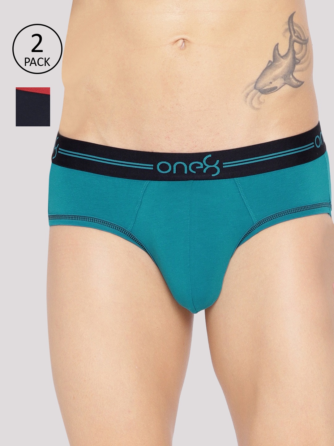 

one8 by Virat Kohli Men Pack of 2 Solid Super Cotton Stretch Briefs 203, Sea green