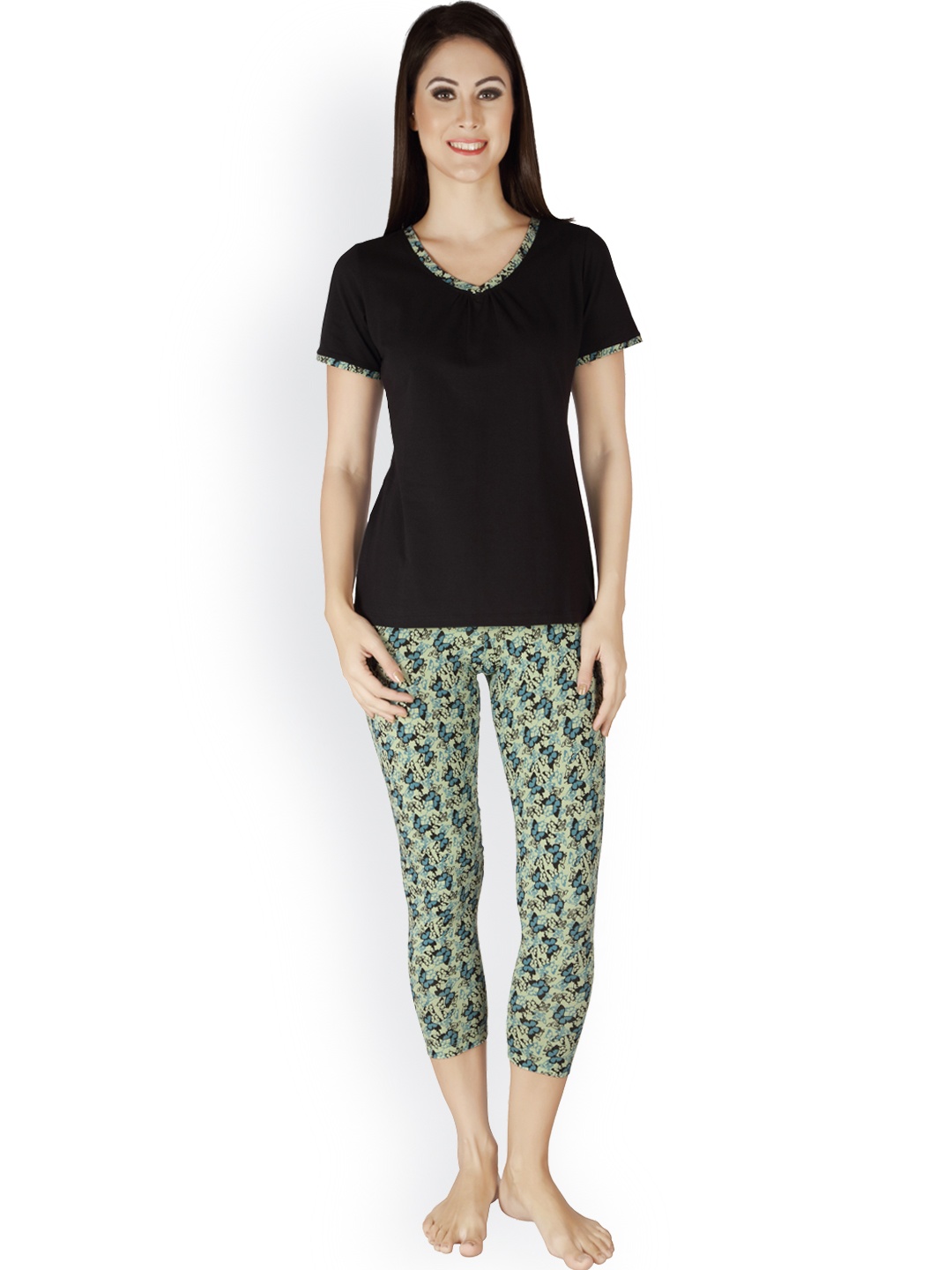 

Soie Black & Green Lounge Set NT-28BUTTERFLIES-2L
