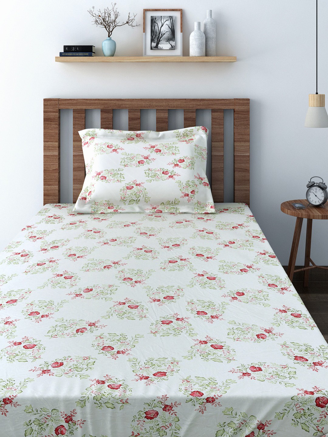 

SWAYAM Off-White 180 TC Cotton Single Bedsheet with 1 Pillow Cover