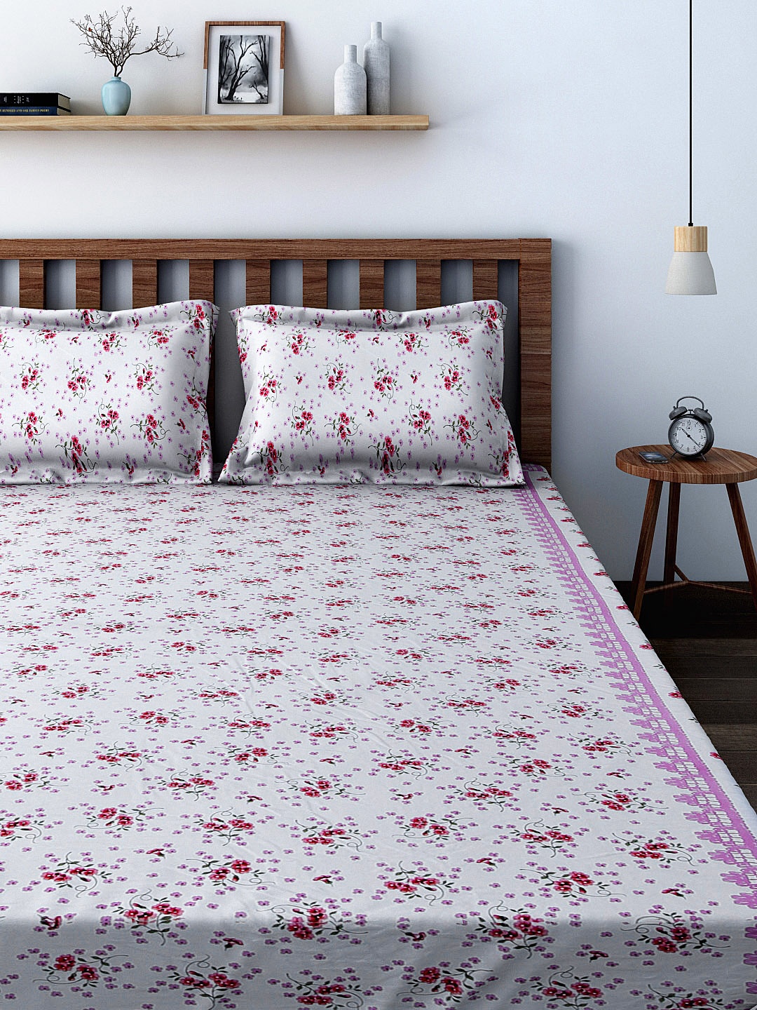 

SWAYAM Caramel White 180 TC Cotton Double Bedsheet with 2 Pillow Covers