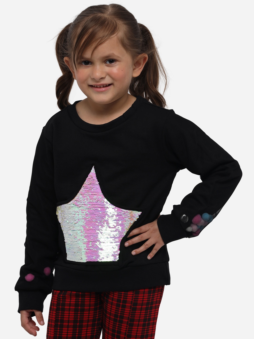 

Nauti Nati Girls Black & Pink Embellished Sweatshirt