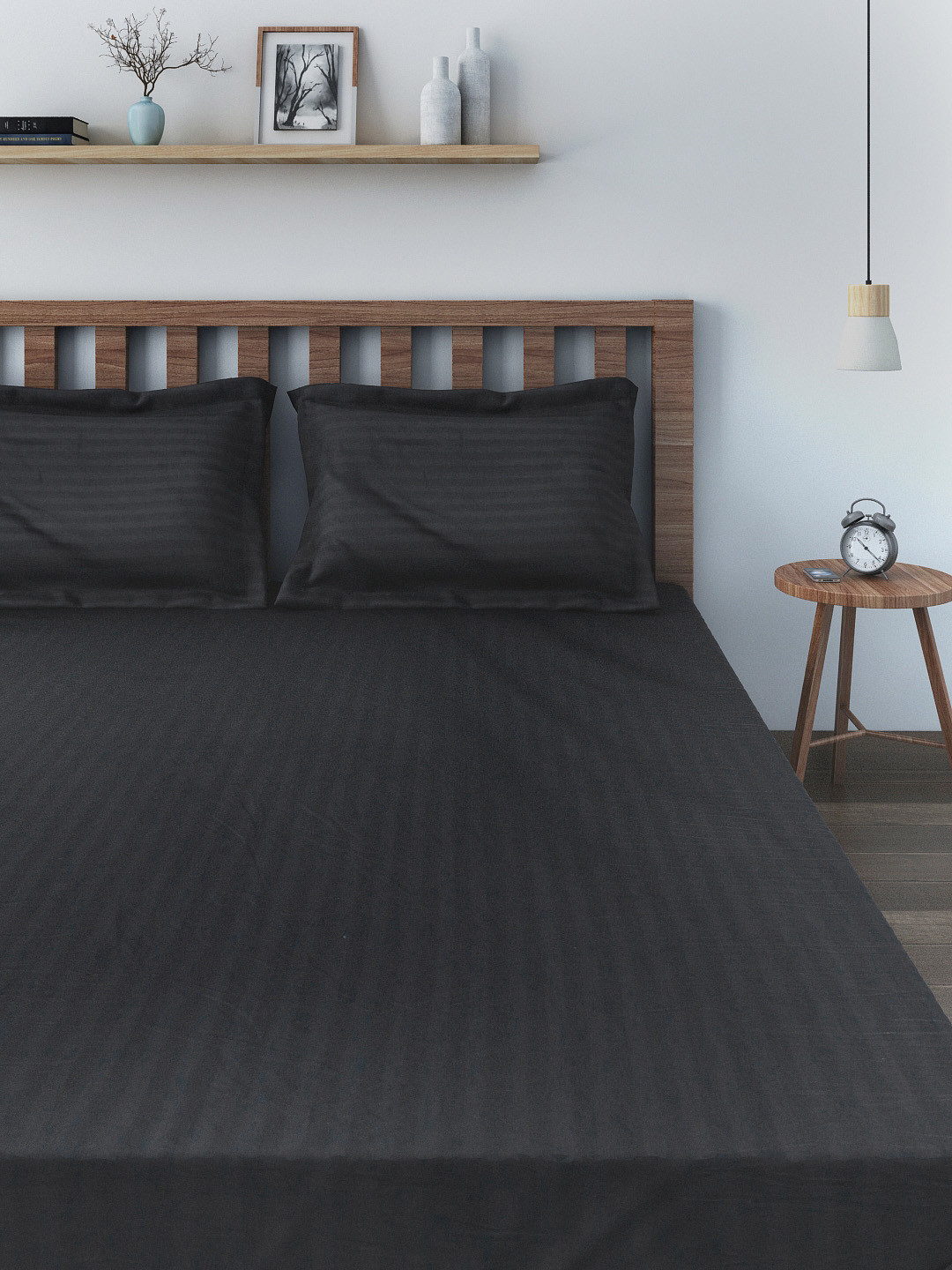 

SWAYAM Black 400 TC Cotton Double Bedsheet with 2 Pillow Covers