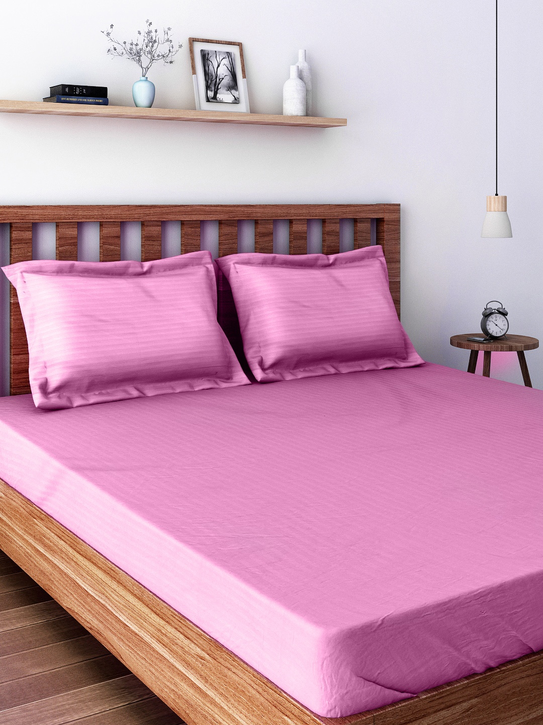 

SWAYAM Pink 200 TC Cotton Double Bedsheet with 2 Pillow Covers