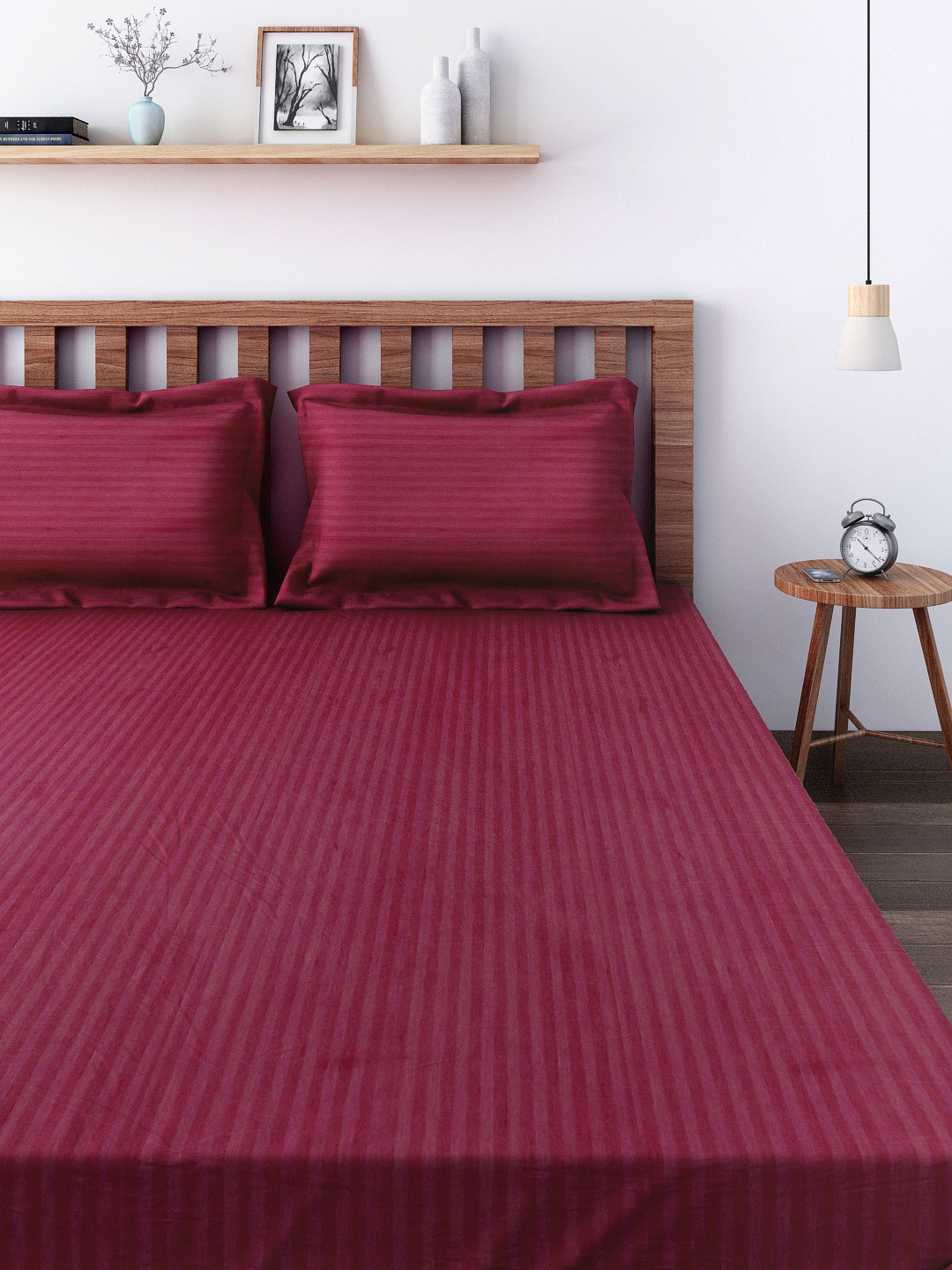 

SWAYAM Wine-Coloured 200 TC Cotton Double Bedsheet with 2 Pillow Covers, Burgundy