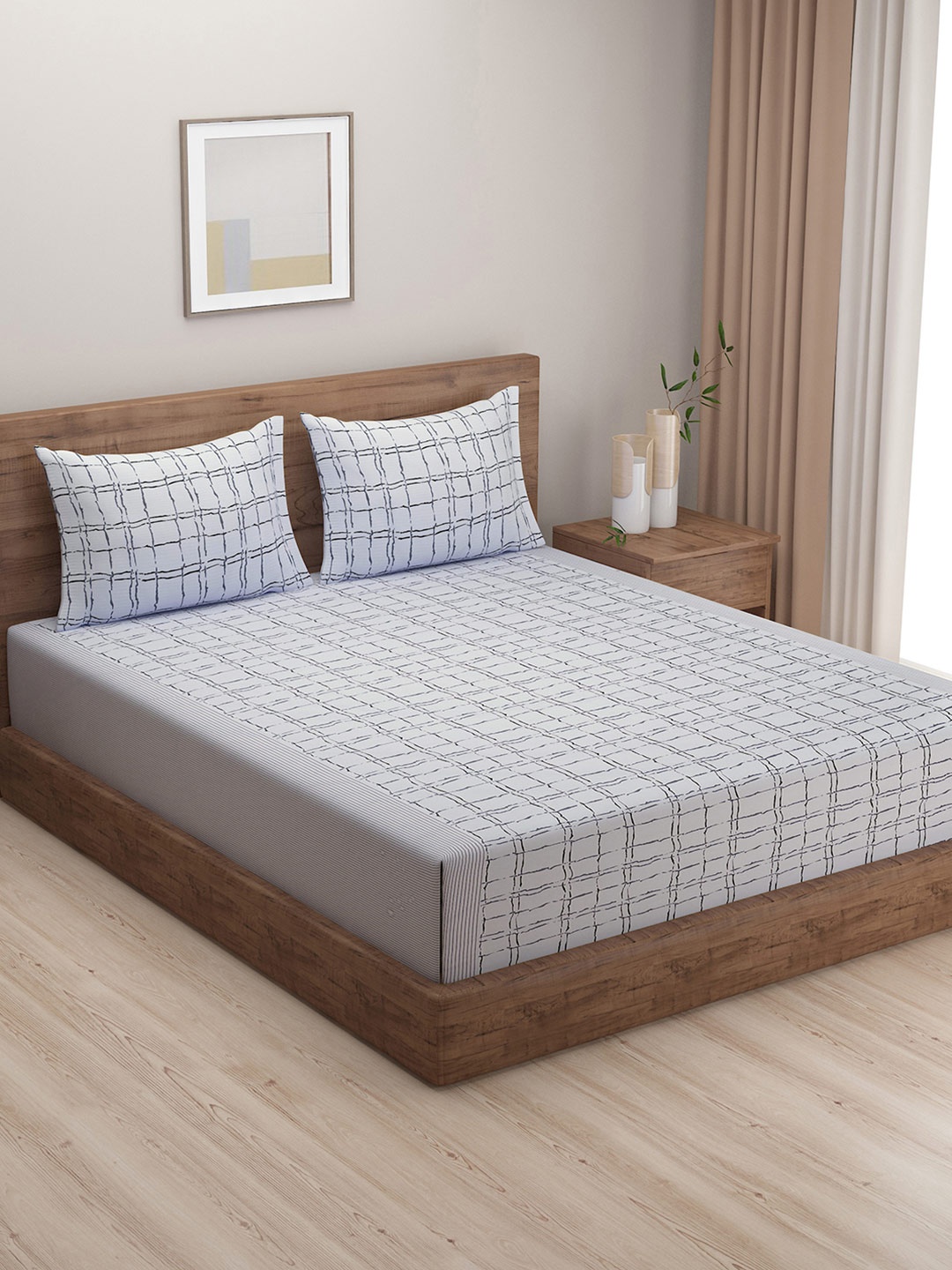

SWAYAM White 180 TC Cotton Double Bedsheet with 2 Pillow Covers