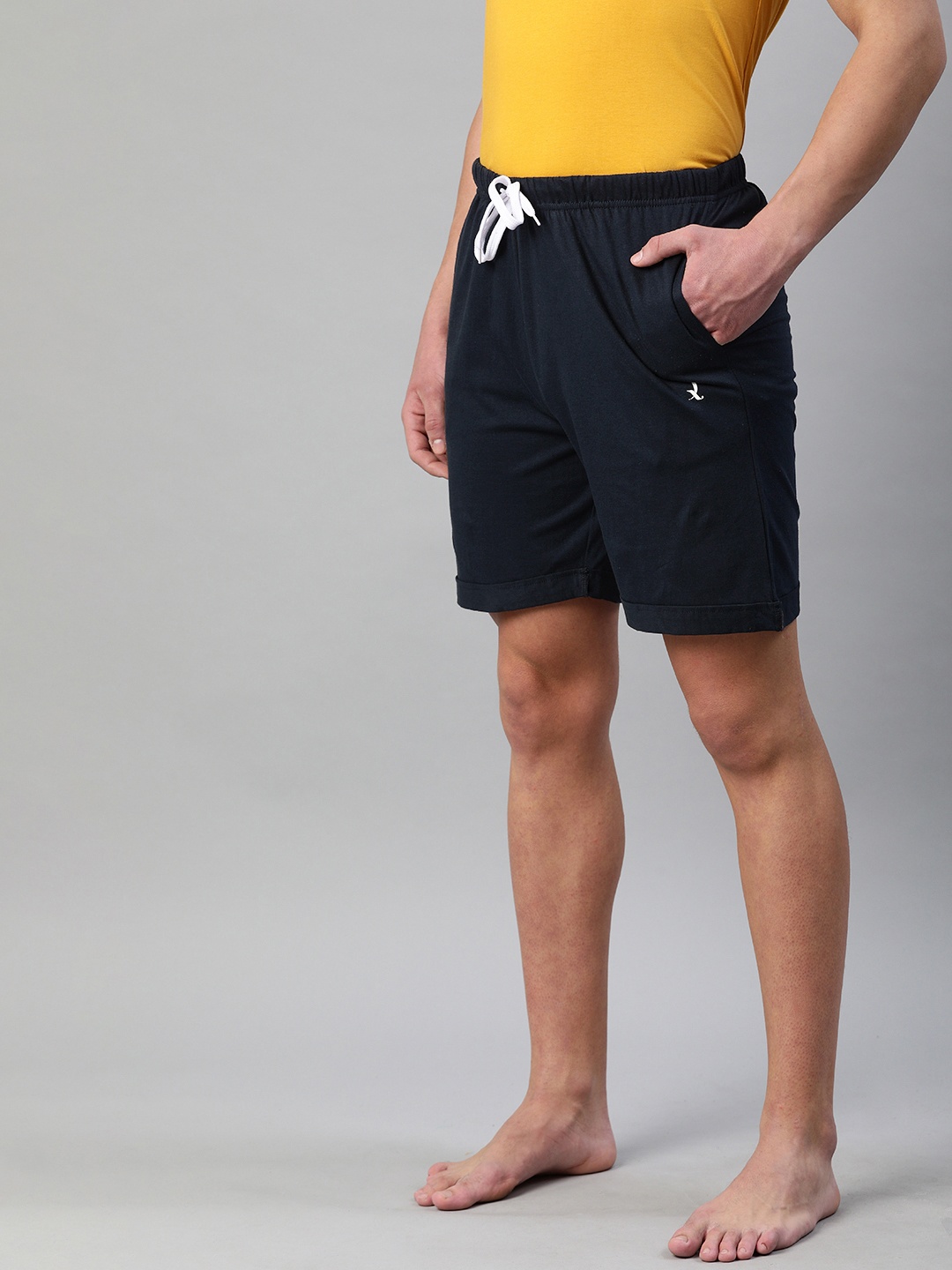 

QUARANTINE Men Navy Blue Solid Lounge Shorts