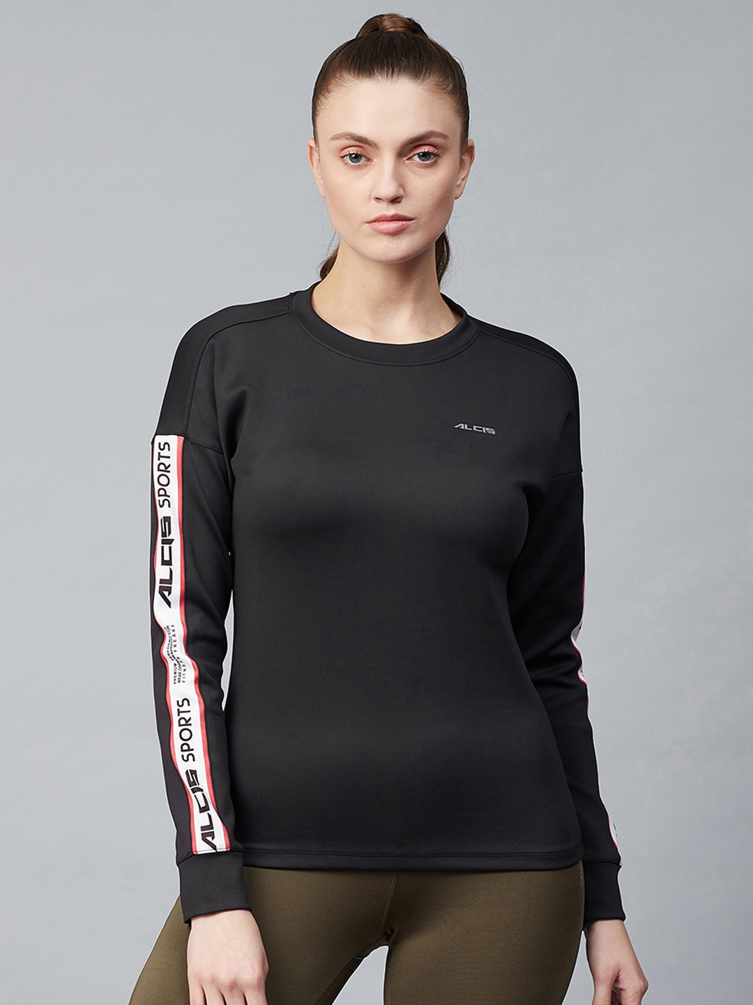 

Alcis Women Black Solid Sweatshirt