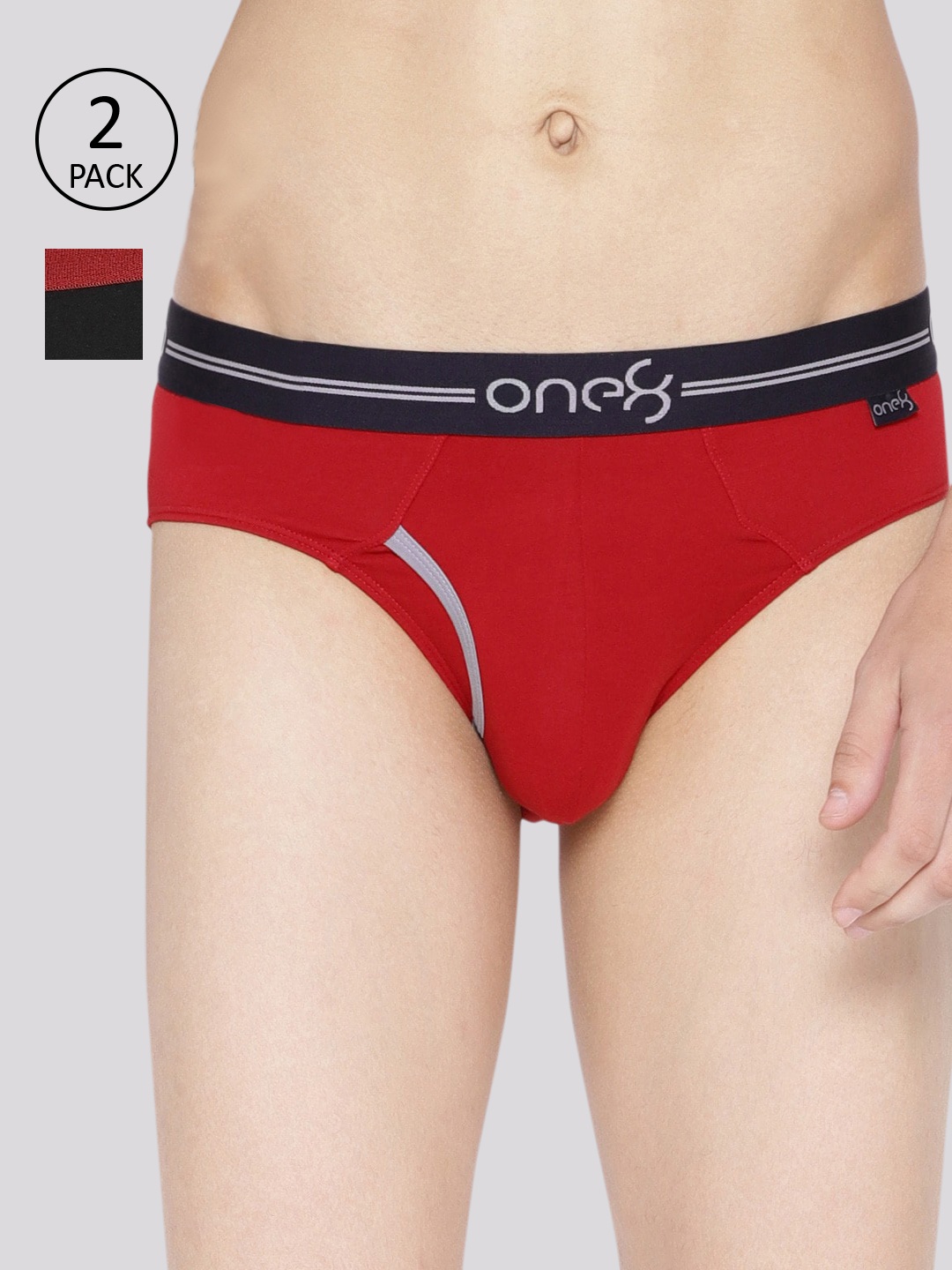 

One 8 by Virat Kohli Men Pack of 2 Black Solid Basic Premium Cotton Stretch Briefs 205