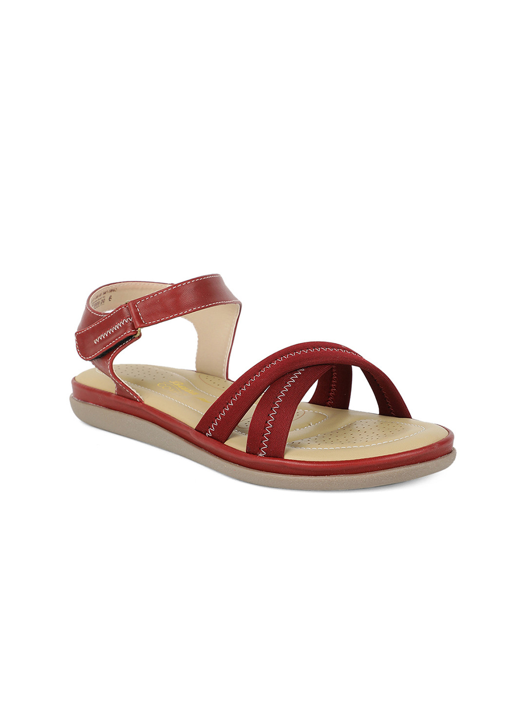 

Bata Women Red Solid PU Open Toe Flats