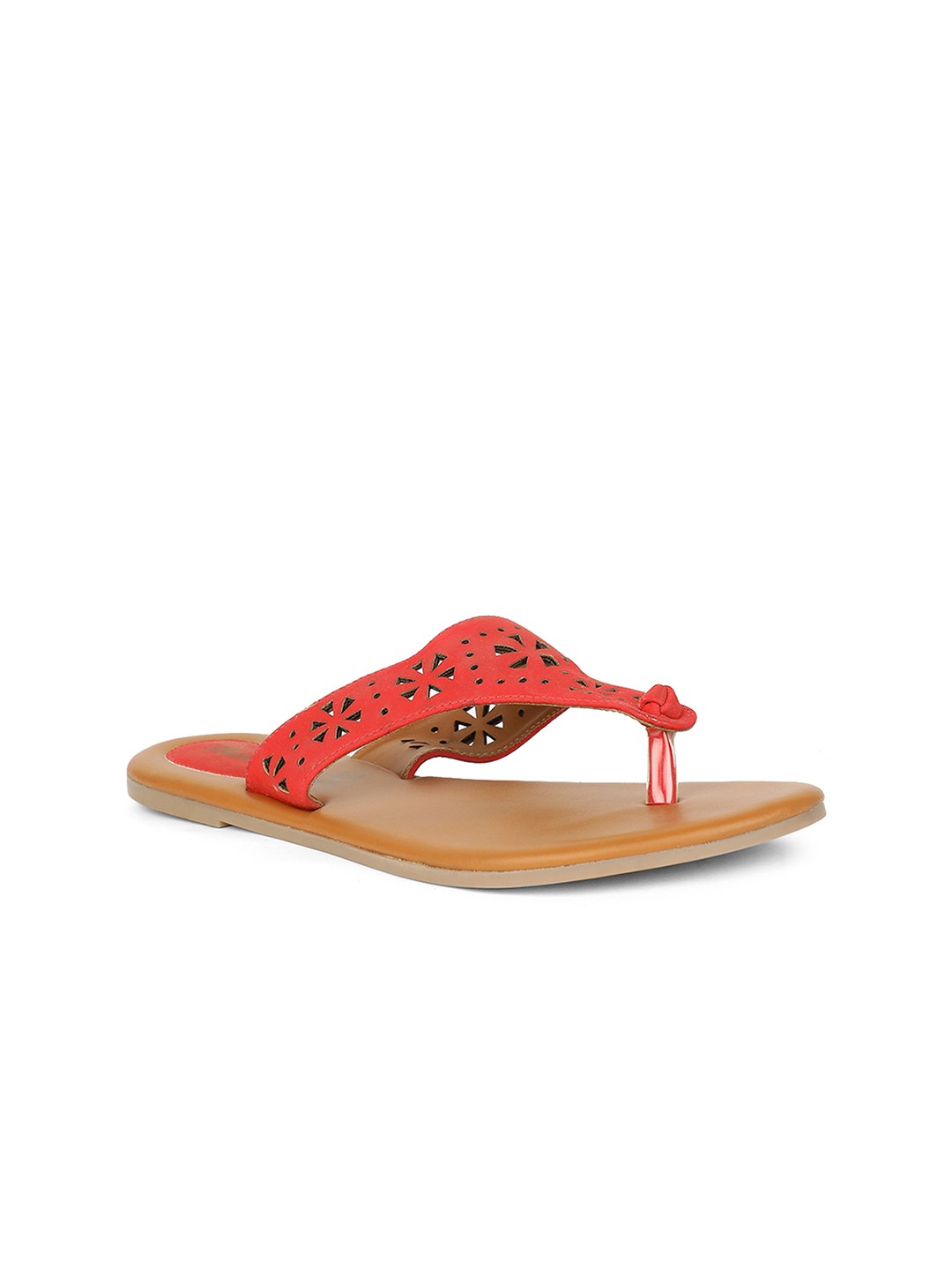 

Bata Women Red Solid PU T-Strap Flats